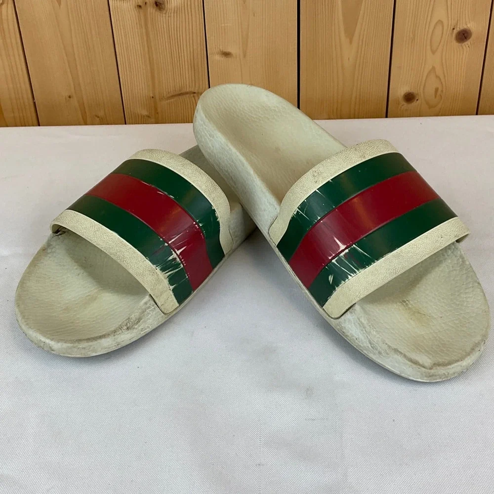 Gucci Pursuit 72 Slides, White/Red/Green - *EST* Size 8 or 9 Men's